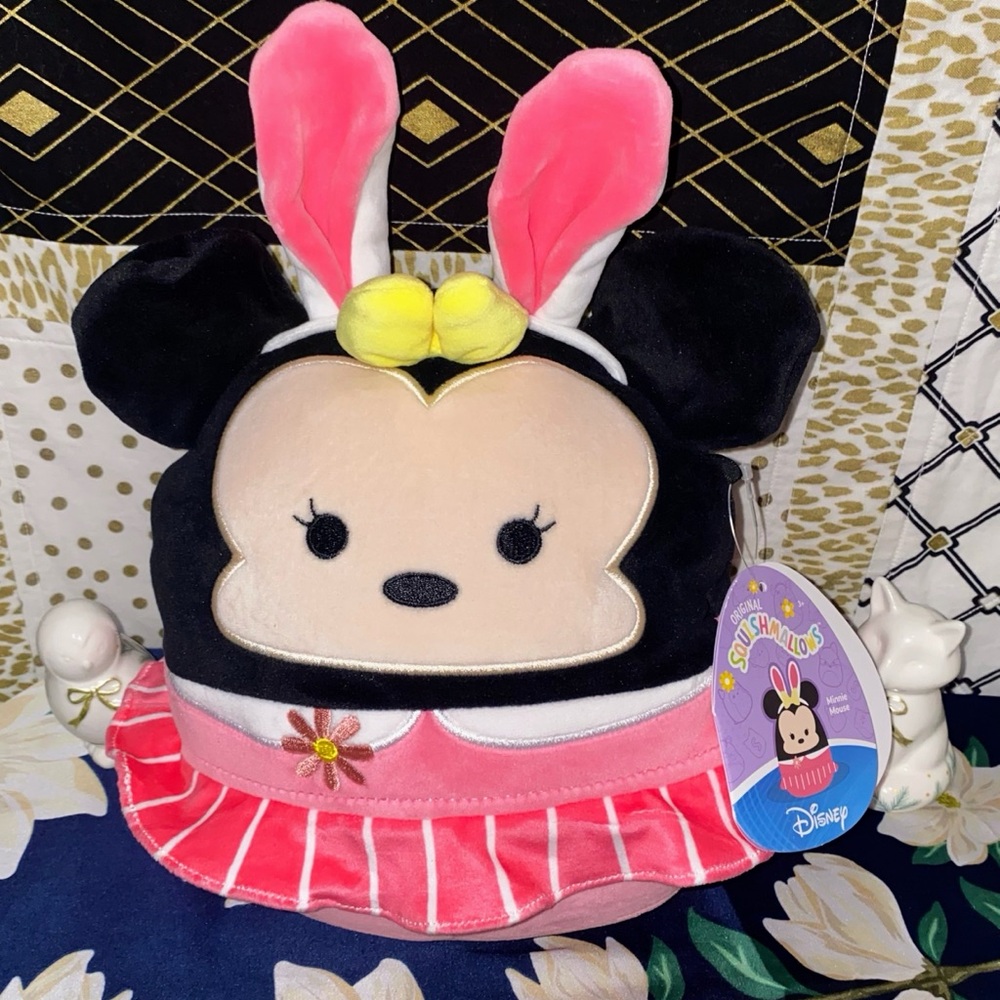SQUISHMALLOWS MINNIE MOUSE WITH EARS N A PINK DRESS PLUSH PILLOW TOY